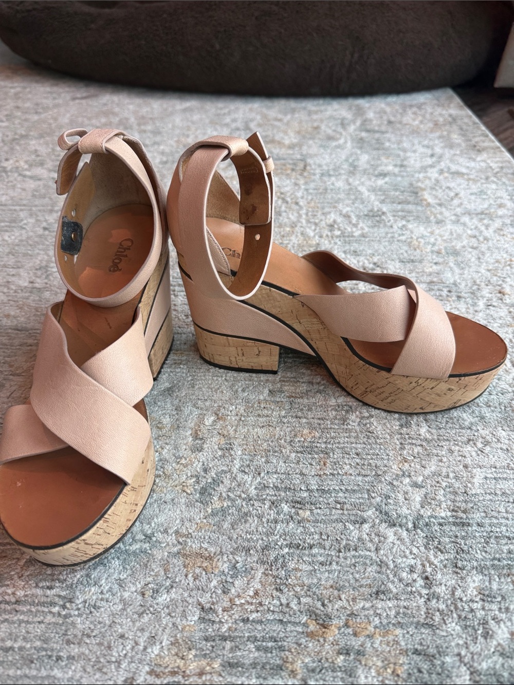 Chloe Maxime Cork wedge sandals, DAMAGED-For Repair